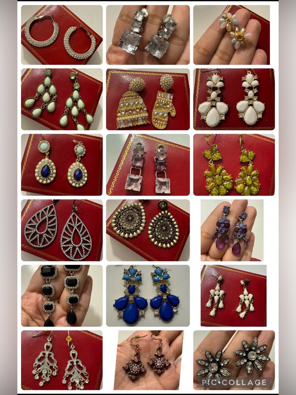 18 Pairs of Nice Rhinestone Costume Earrings